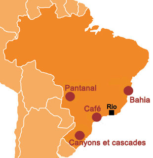 Carte de nos randonnées au Brésil - RANDOCHEVAL